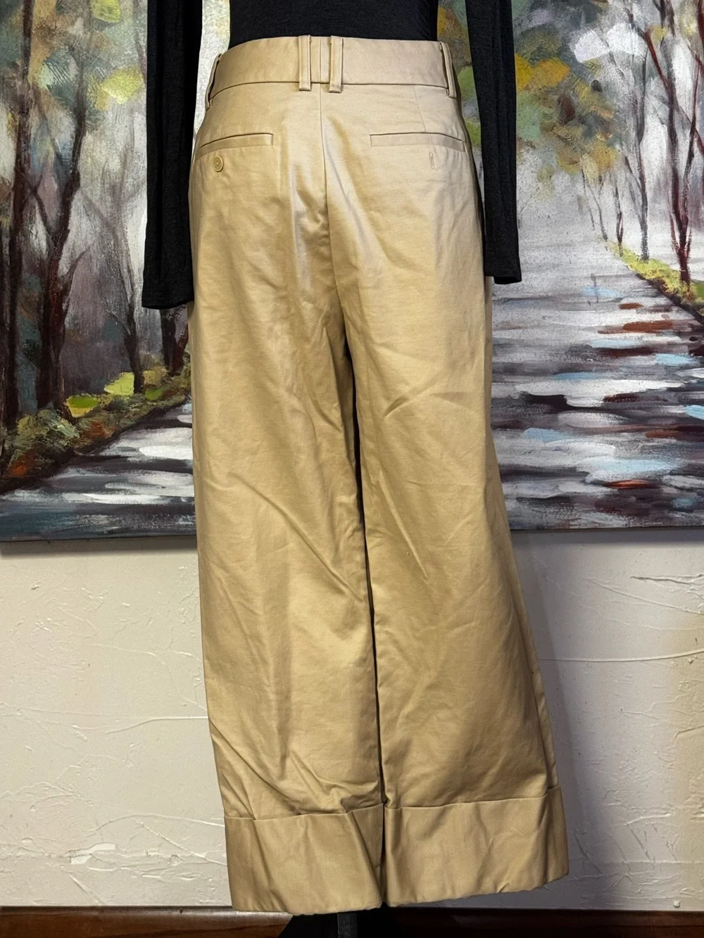 Lauren Ralph Lauren Tan Khaki Cropped Cuffed Pants Women’s 6 Cotton Stretch